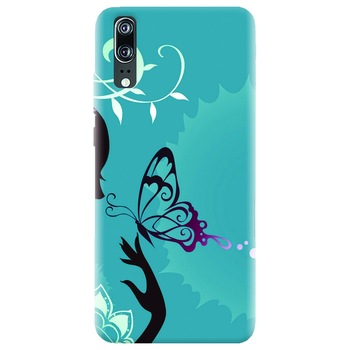 Husa silicon pentru Huawei P20, Blue Butterfly Husa silicon pentru Huawei P20, Blue Butterfly