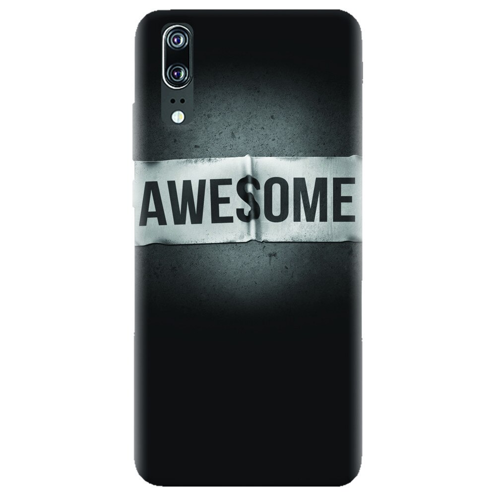 Husa silicon pentru Huawei P20, Awesome Label Dark