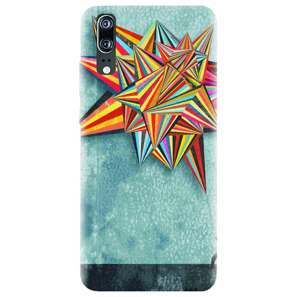 Husa silicon pentru Huawei P20, Abstract Colorful Balloon Triangles