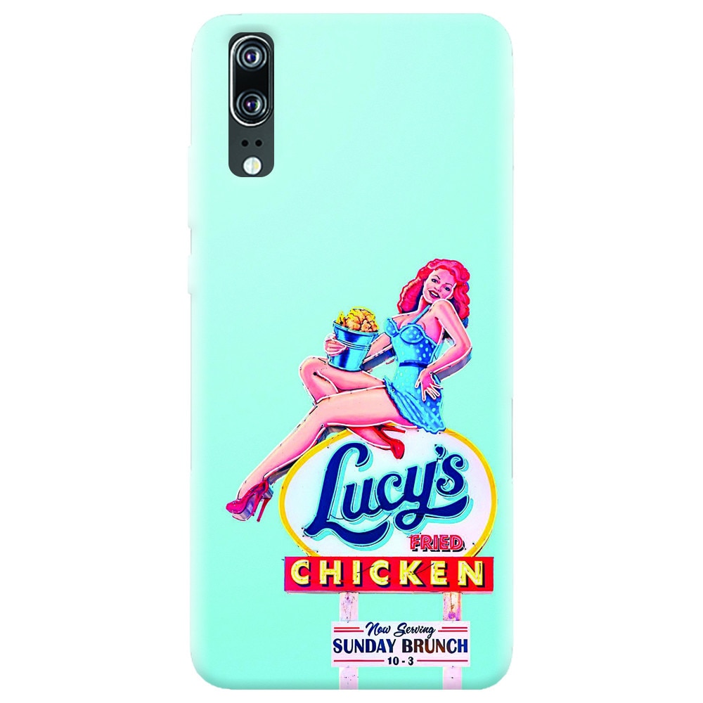 Husa silicon pentru Huawei P20, American Vintage Restaurant Sign