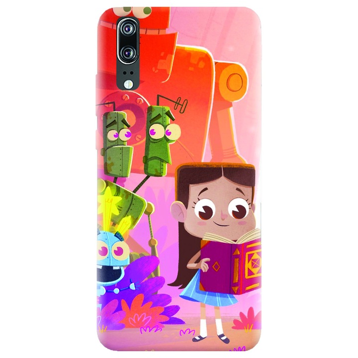 Силиконов кейс за Huawei P20, Children Kids Robots Illustration Colorful K