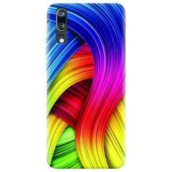 Husa silicon pentru Huawei P20, Curly Colorful Rainbow Lines Illustration Husa silicon pentru Huawei P20, Curly Colorful Rainbow Lines Illustration