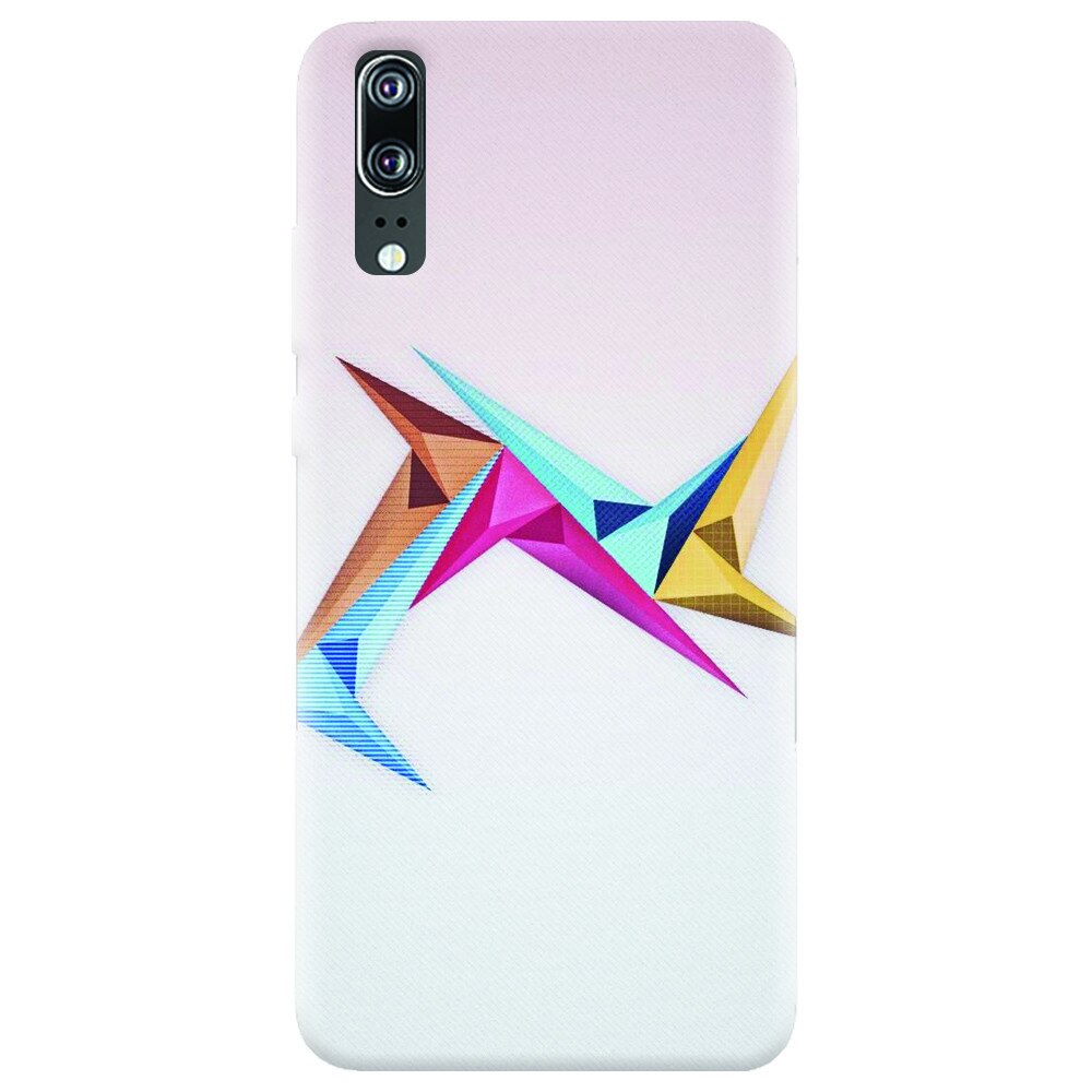 Husa silicon pentru Huawei P20, Abstract Minimalistic Colors Triangles