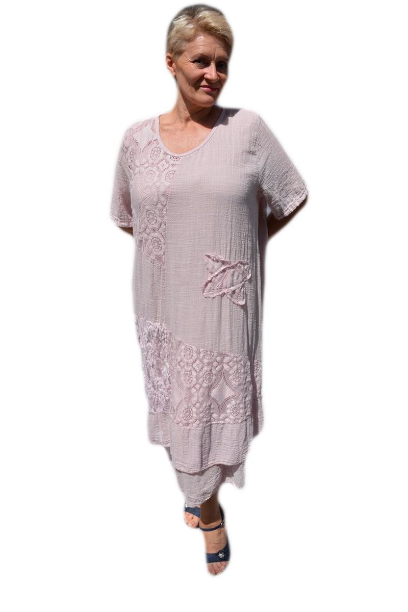 Rochie casual,inserti de dantela aplicata,D&J Exclusive, pudra