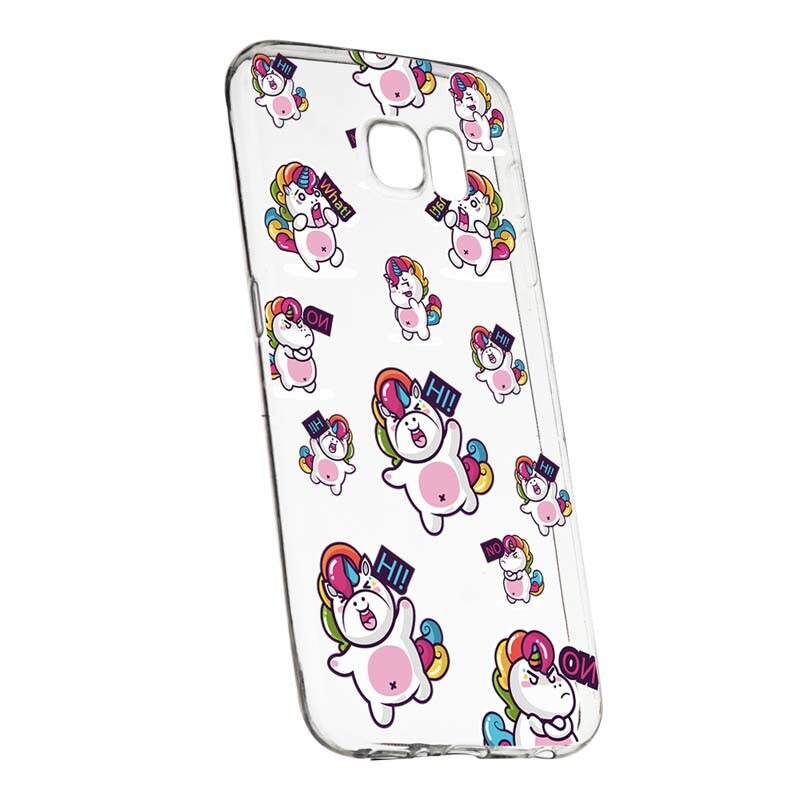 Husa Silicon, Transparent, Slim, Fat Unicorn, Samsung Galaxy S7