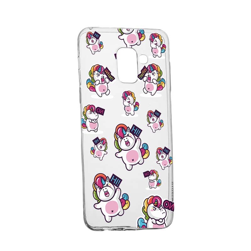 Husa Silicon, Transparent, Slim, Fat Unicorn, Samsung Galaxy A8 2018 / A5 2018
