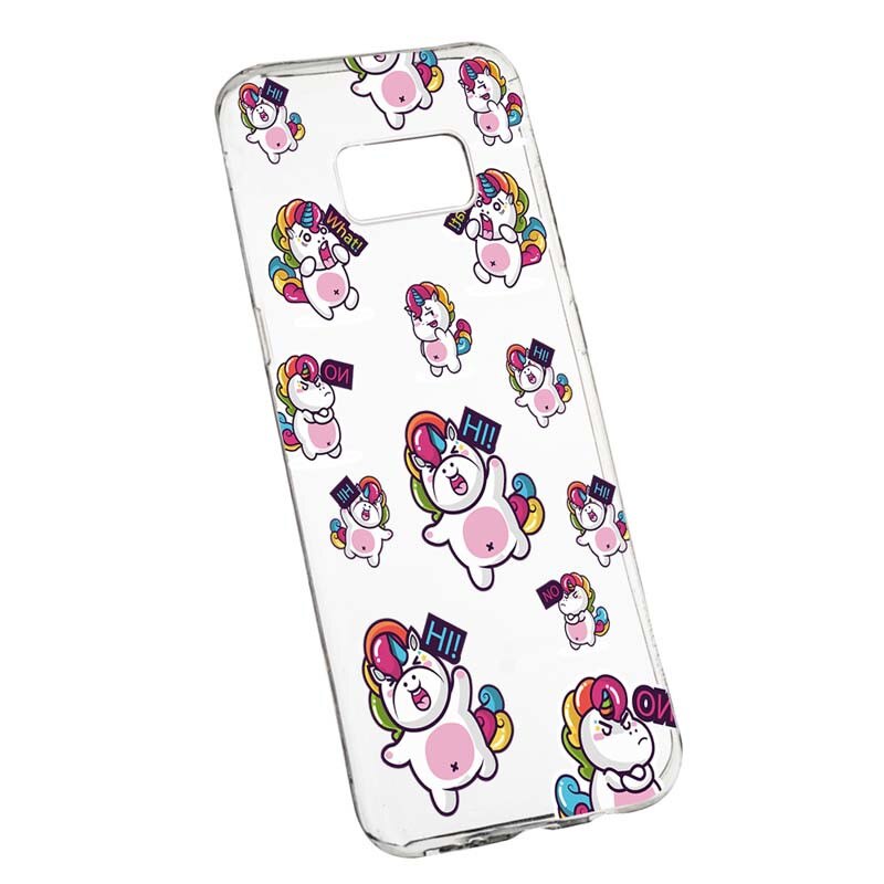 Husa Silicon, Transparent, Slim, Fat Unicorn, Samsung Galaxy S8
