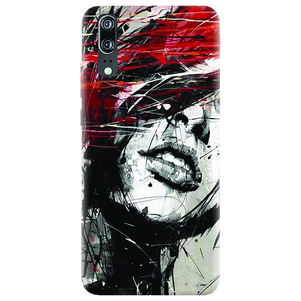 Husa silicon pentru Huawei P20, Byroglyphics Woman Drawing