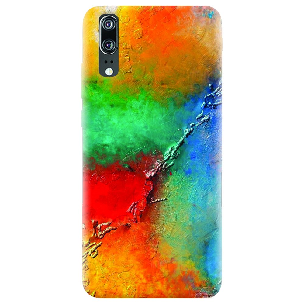 Husa silicon pentru Huawei P20, Colorful Wall Paint Texture