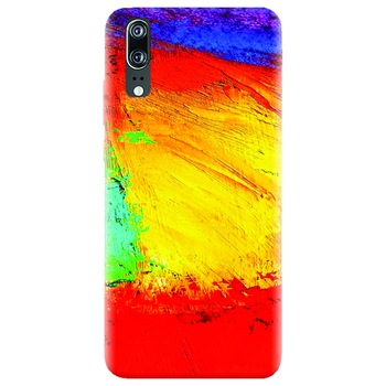 Husa silicon pentru Huawei P20, Colorful Dry Paint Strokes Texture Husa silicon pentru Huawei P20, Colorful Dry Paint Strokes Texture
