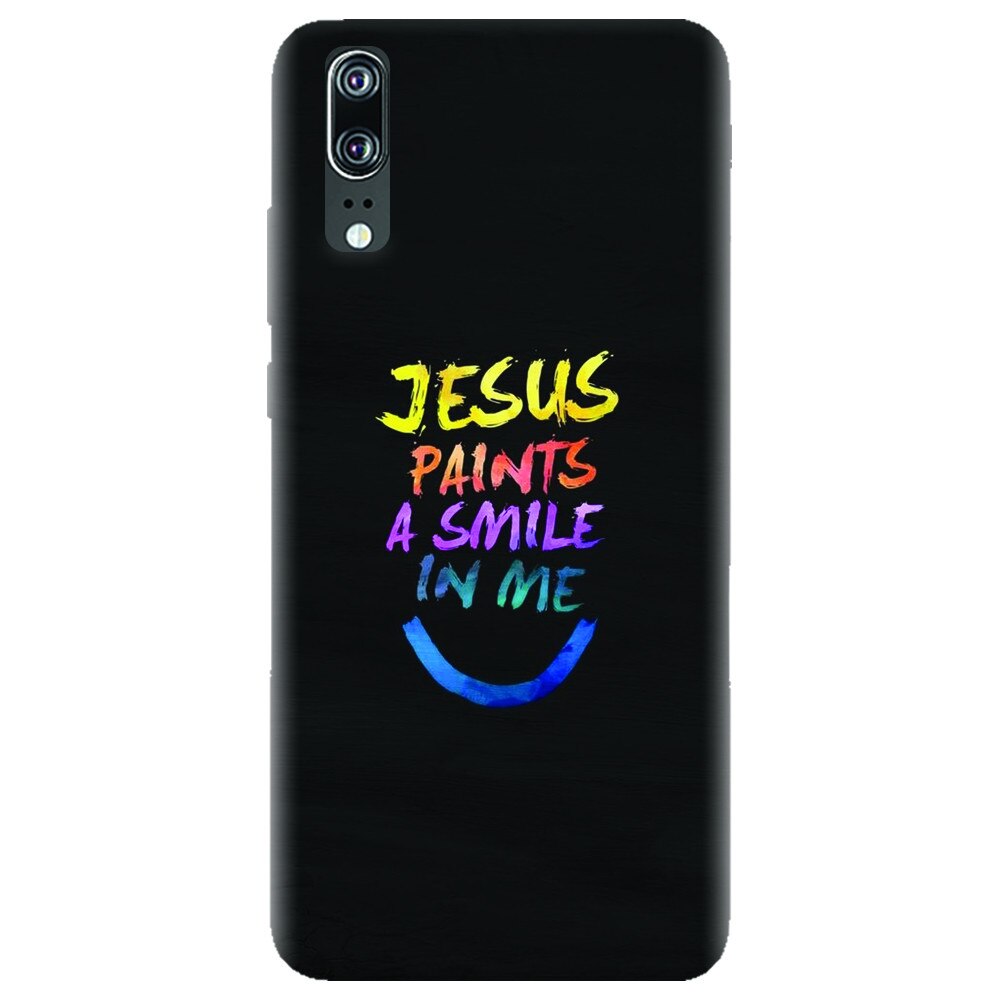 Husa silicon pentru Huawei P20, Jesus Paints A Smile In Me