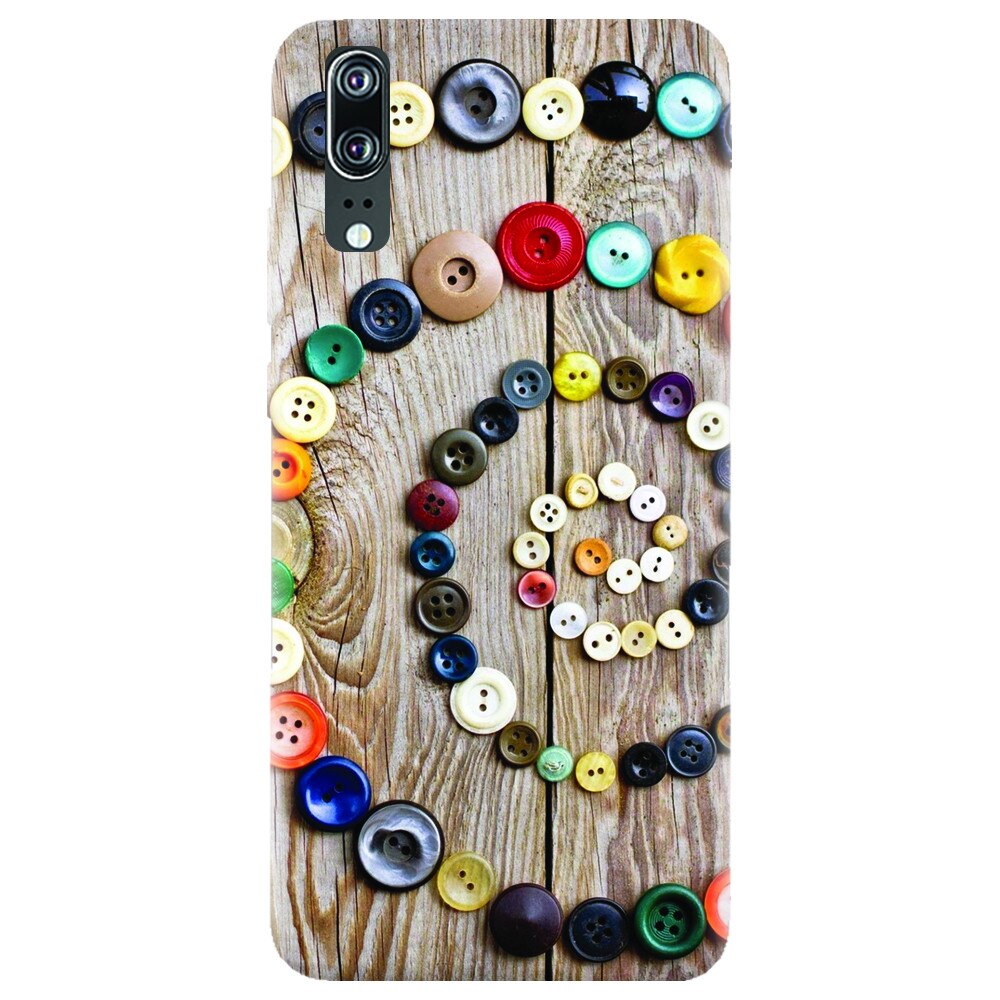 Husa silicon pentru Huawei P20, Colorful Buttons Spiral Wood Deck