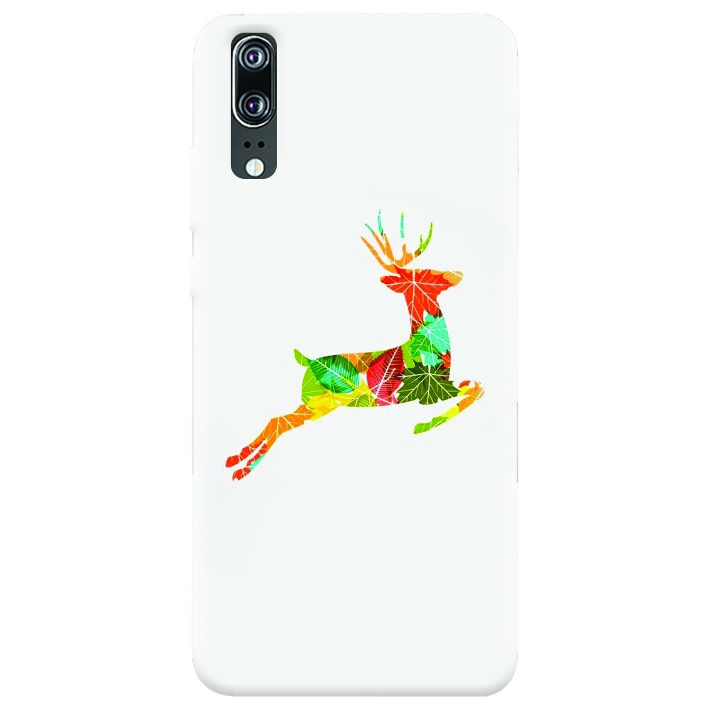Husa silicon pentru Huawei P20, Colorful Reindeer Jump Illustration