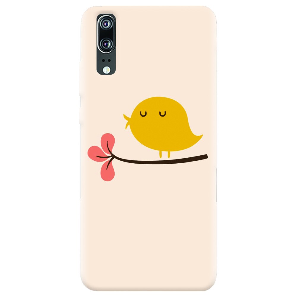 Husa silicon pentru Huawei P20, Flat Minimal Cute Bird Illustration