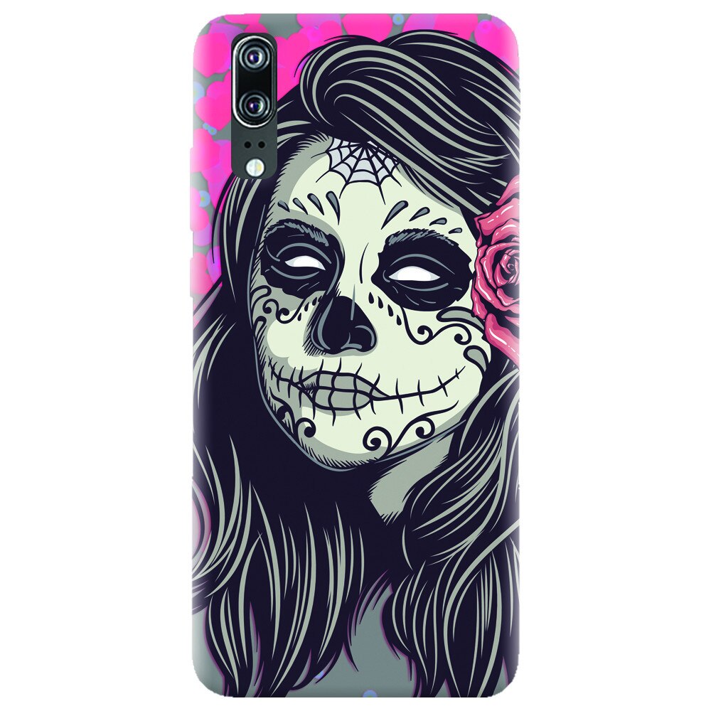 Husa silicon pentru Huawei P20, Mexican Girl Skull
