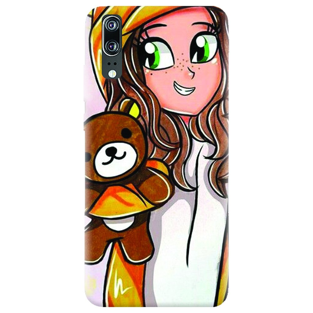 Husa silicon pentru Huawei P20, Girl With Little Bear