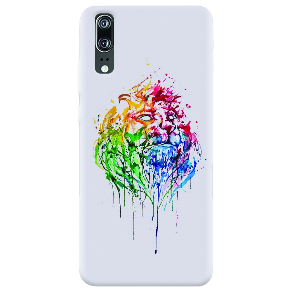 Husa silicon pentru Huawei P20, Paint Illustration Lion Head