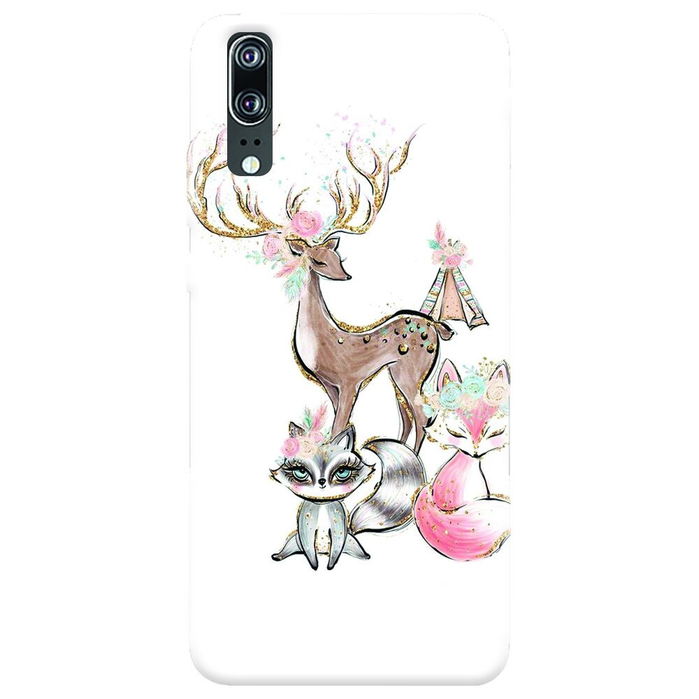 Husa silicon pentru Huawei P20, Foxs And Deer