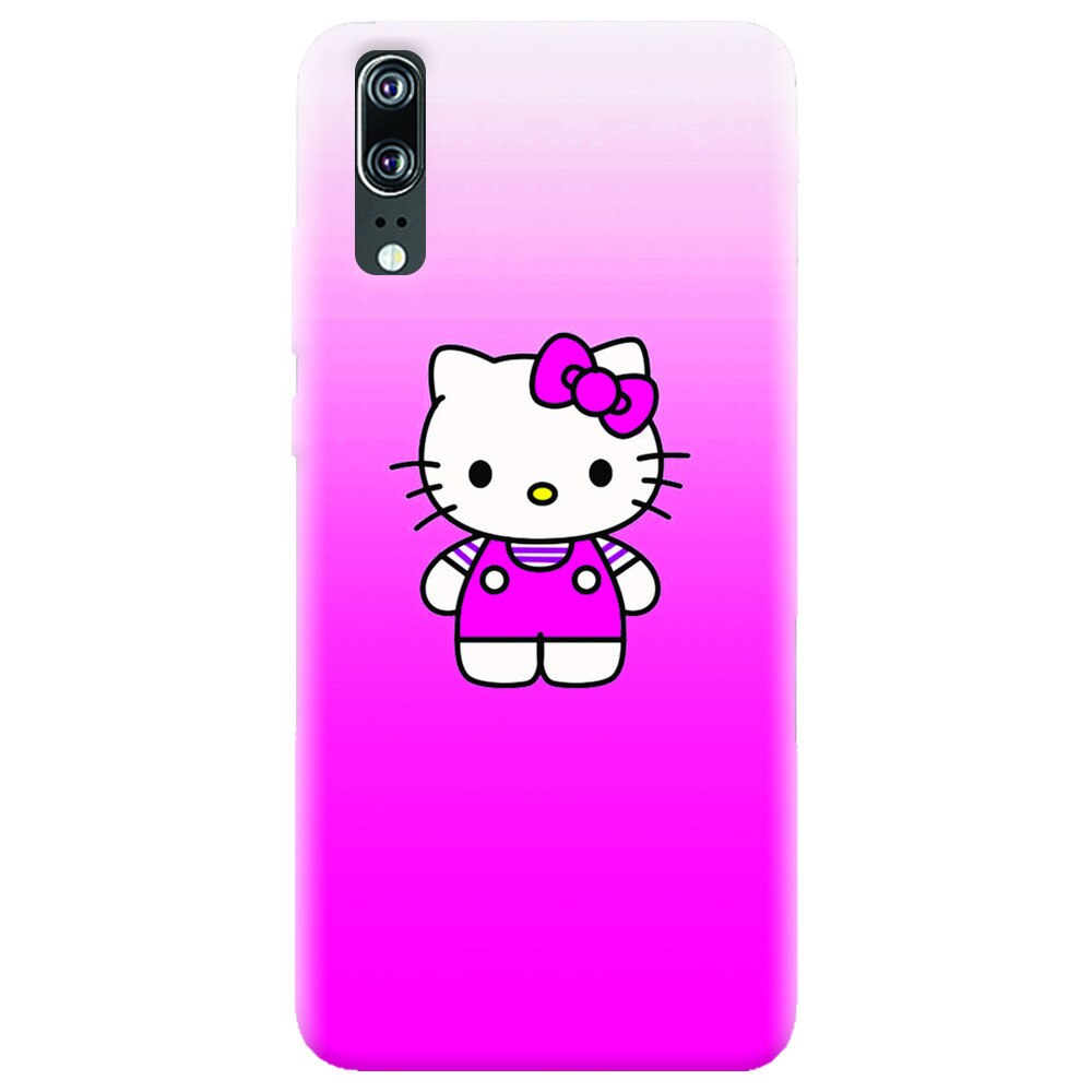 Husa silicon pentru Huawei P20, Cute Pink Catty