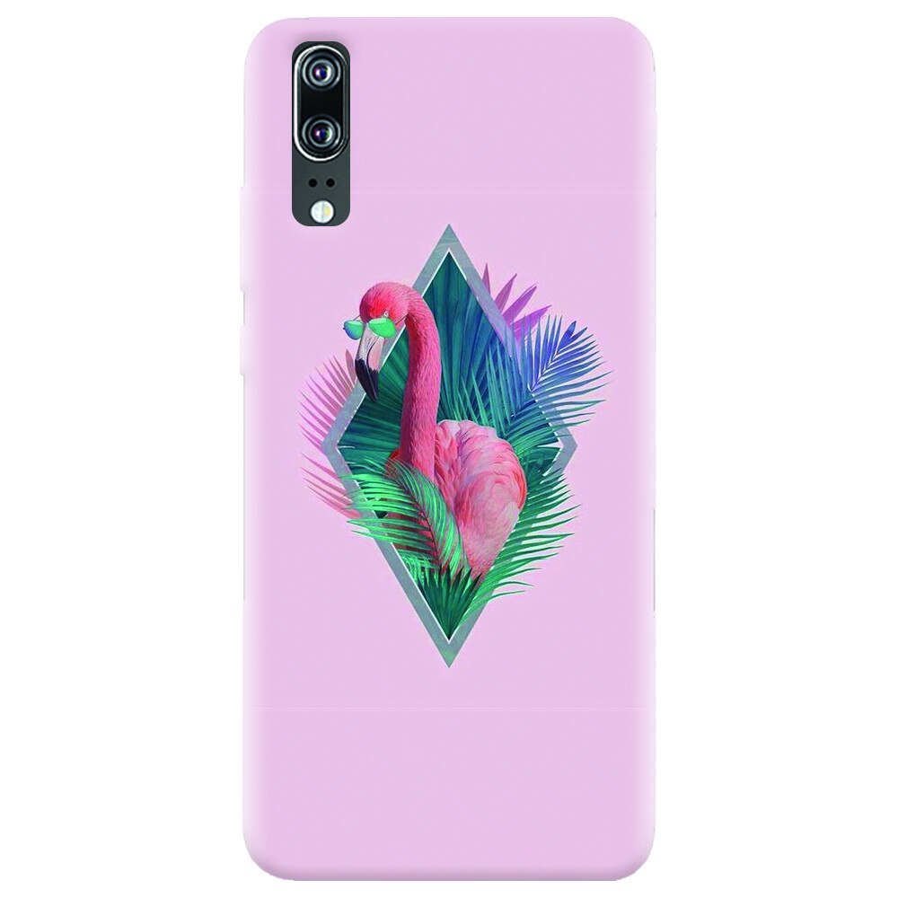 Husa silicon pentru Huawei P20, Flamingo With Sunglass
