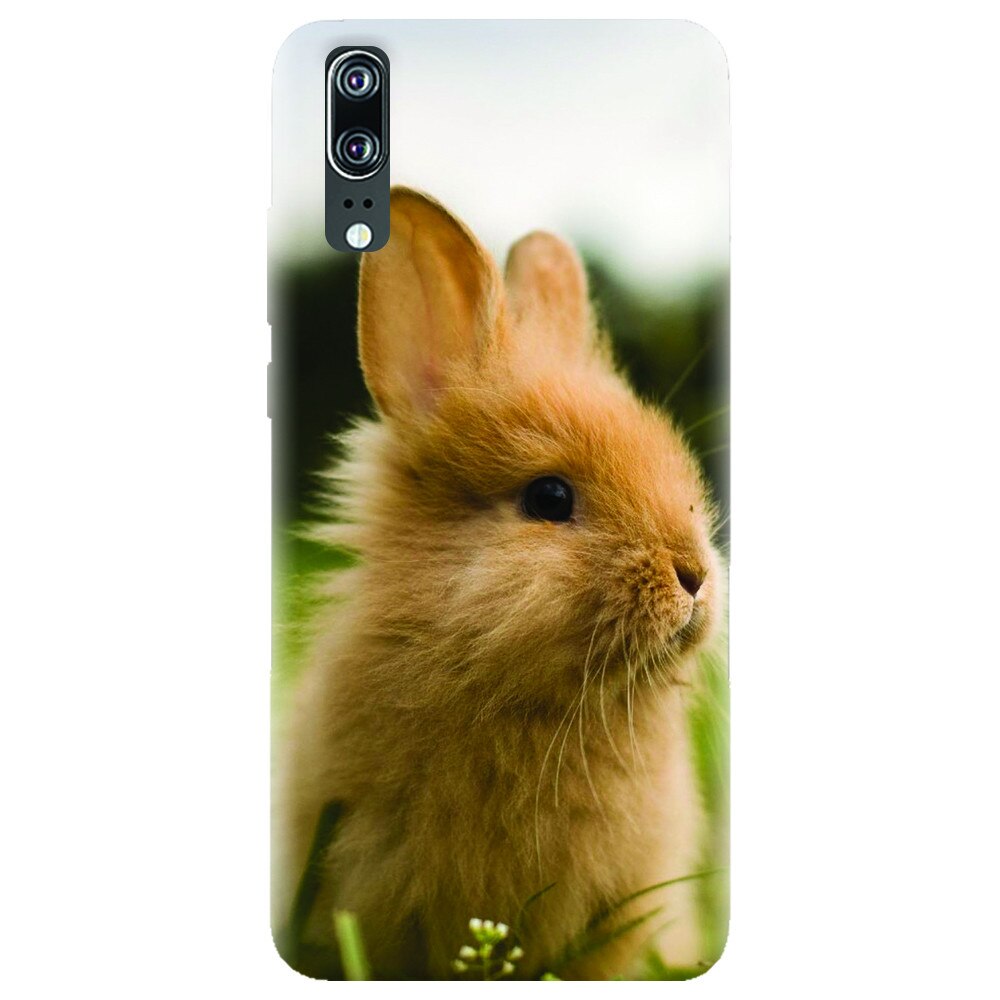 Husa silicon pentru Huawei P20, Cute Rabbit In Grass