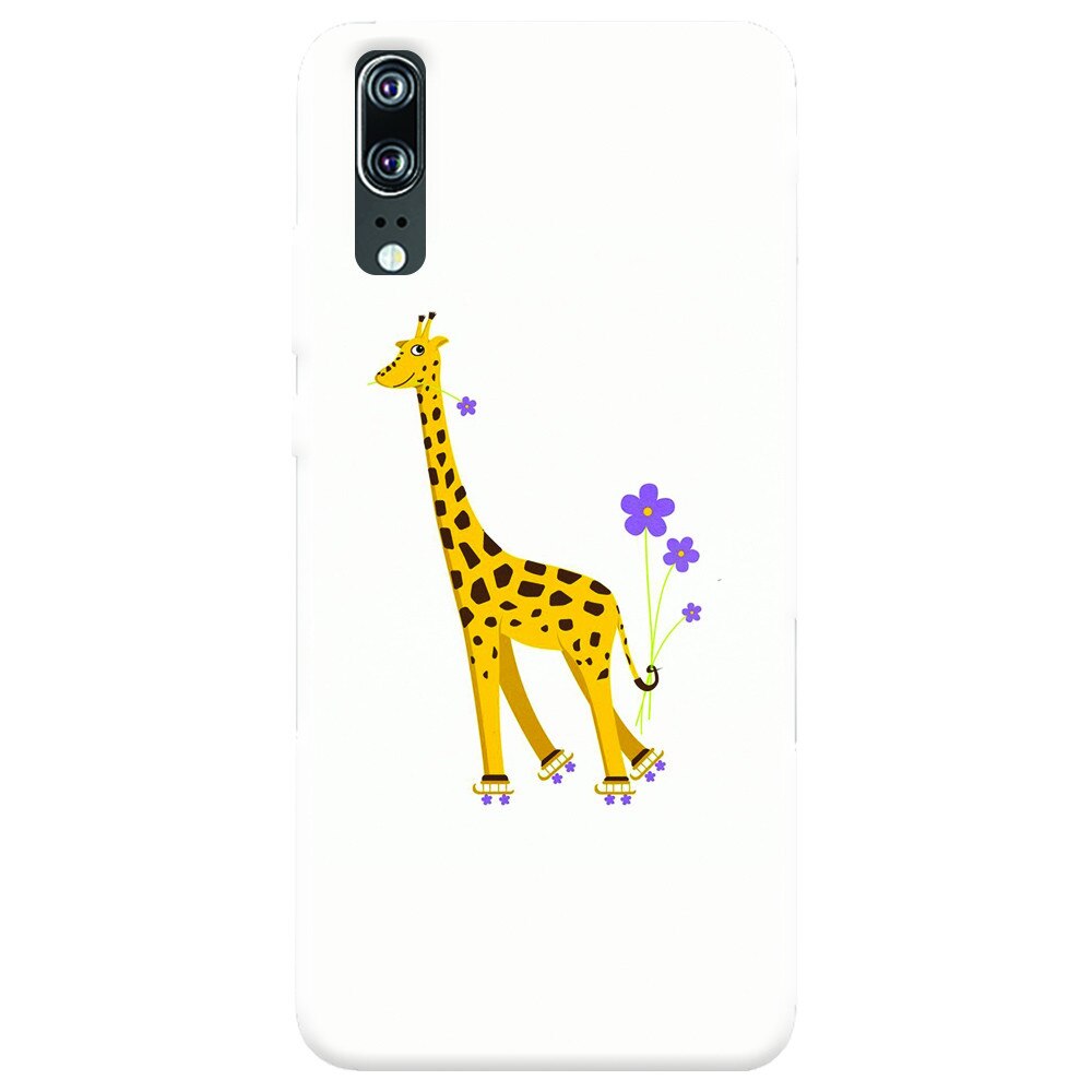 Husa silicon pentru Huawei P20, Rollerskating Girafe Illustration