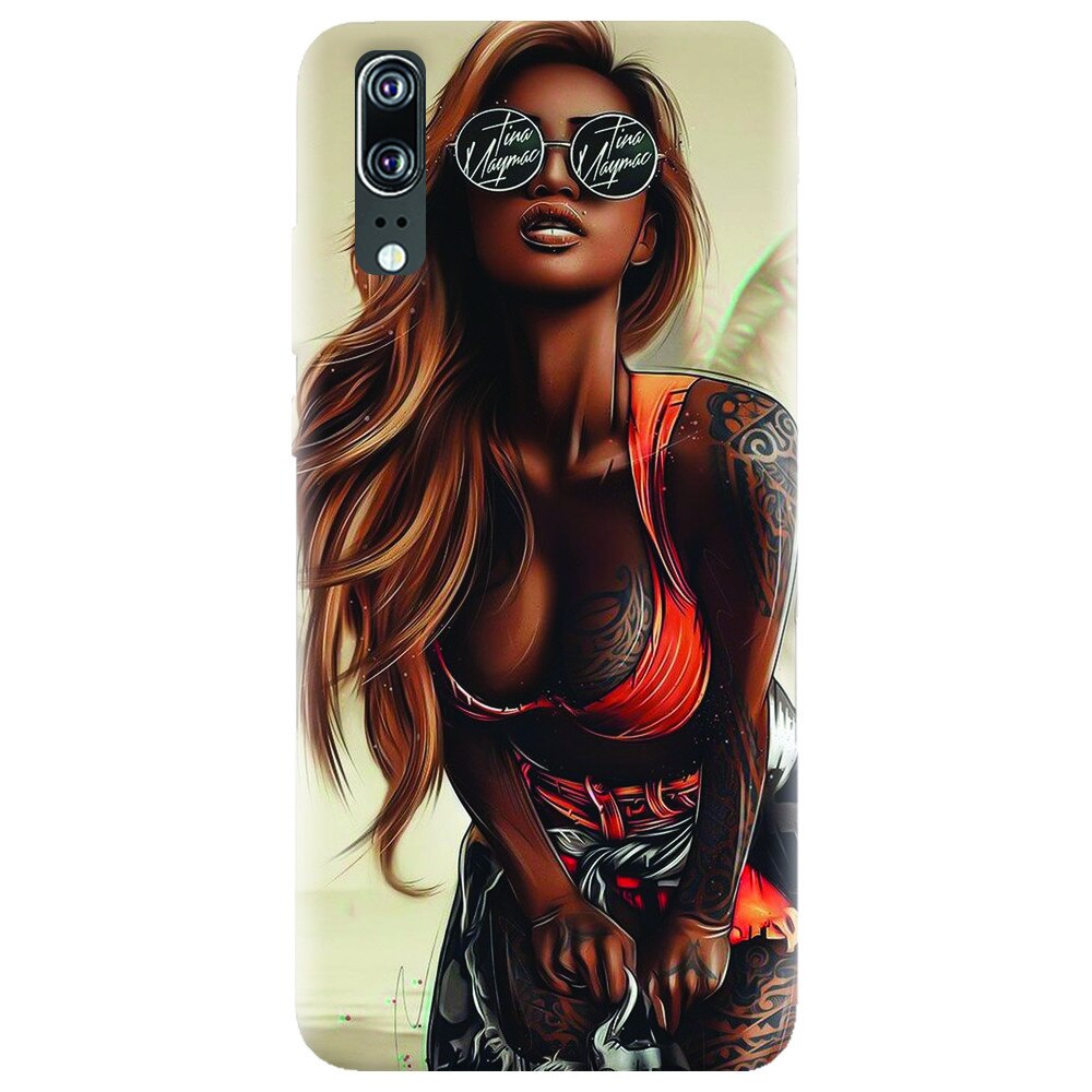 Husa silicon pentru Huawei P20, Tattoed Girl