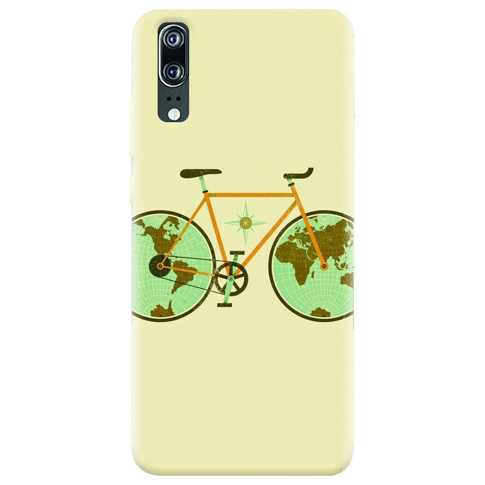 Husa silicon pentru Huawei P20, Retro Bicycle Illustration