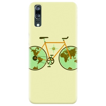 Husa silicon pentru Huawei P20, Retro Bicycle Illustration Husa silicon pentru Huawei P20, Retro Bicycle Illustration