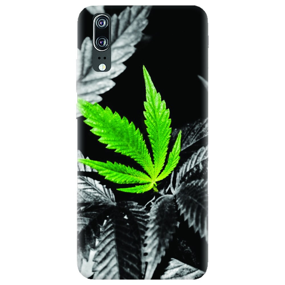 Husa silicon pentru Huawei P20, Trippy Pot Leaf Green