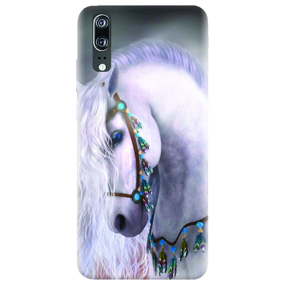 Husa silicon pentru Huawei P20, White Horse