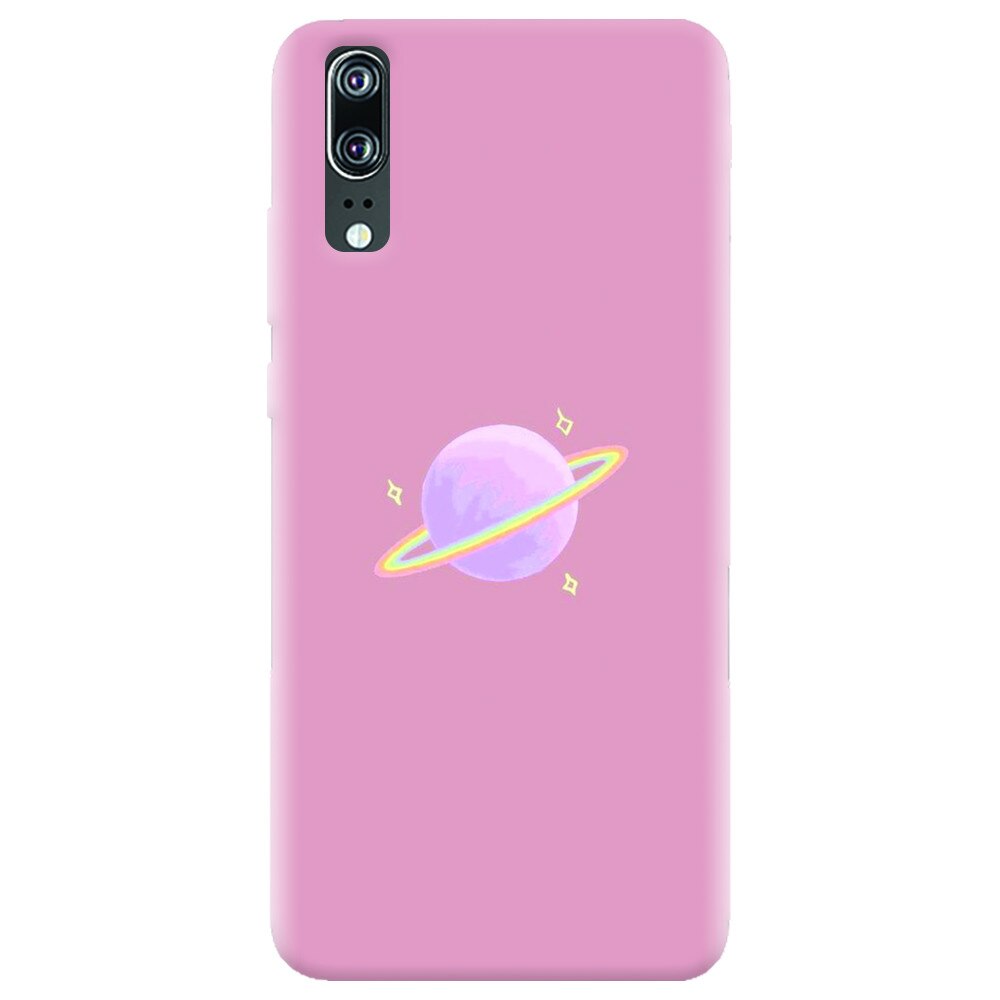 Husa silicon pentru Huawei P20, Saturn On Pink