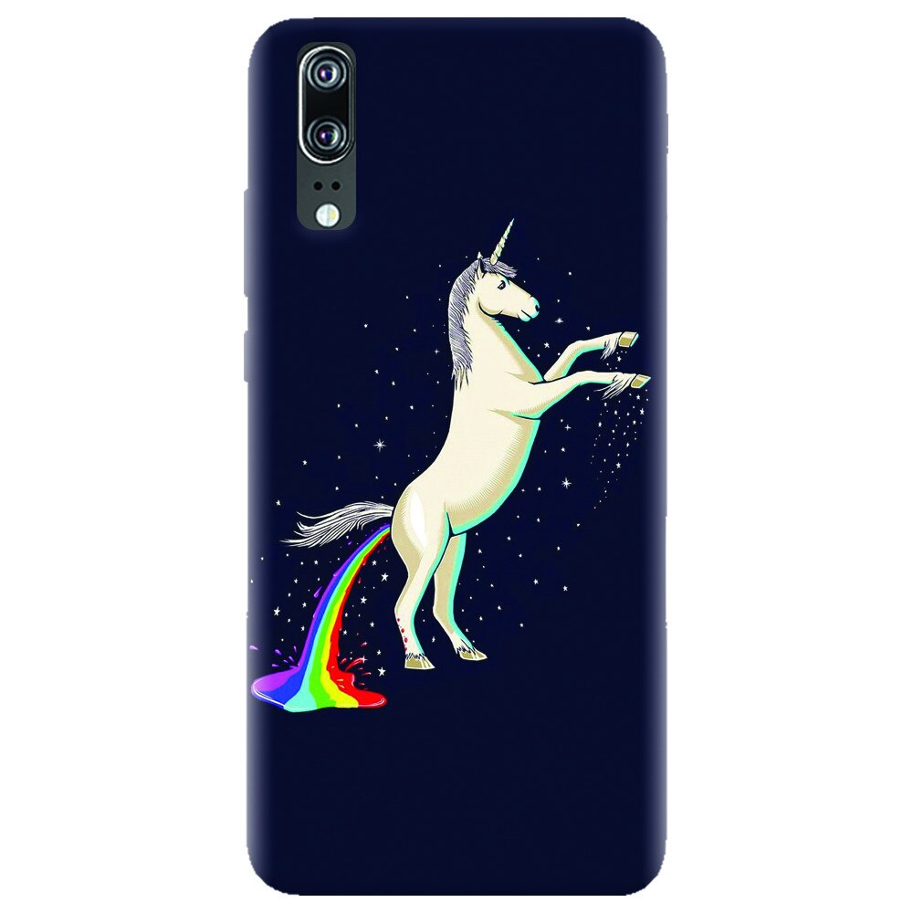 Husa silicon pentru Huawei P20, Unicorn Shitting Rainbows