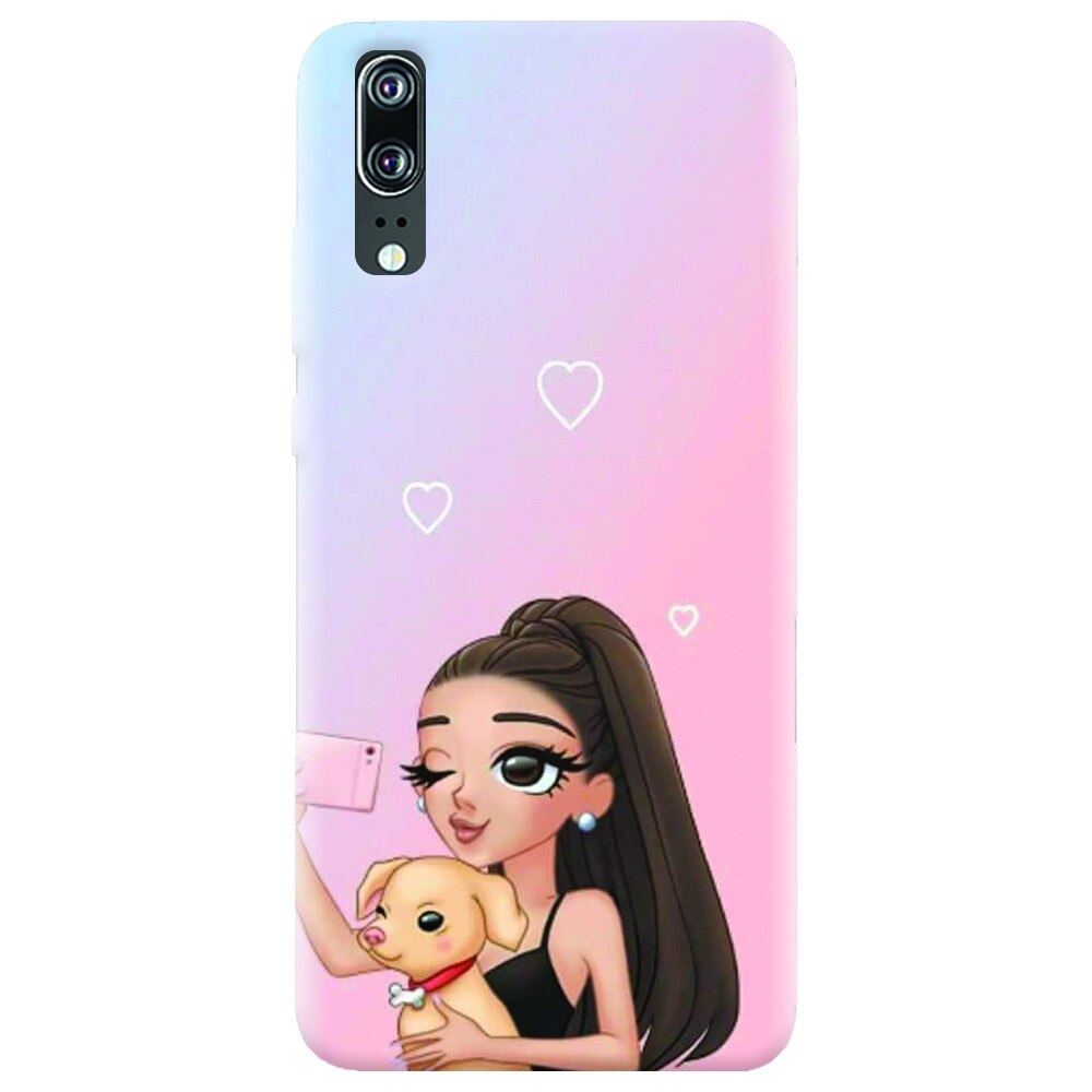 Husa silicon pentru Huawei P20, Selfie With Sweet Dog