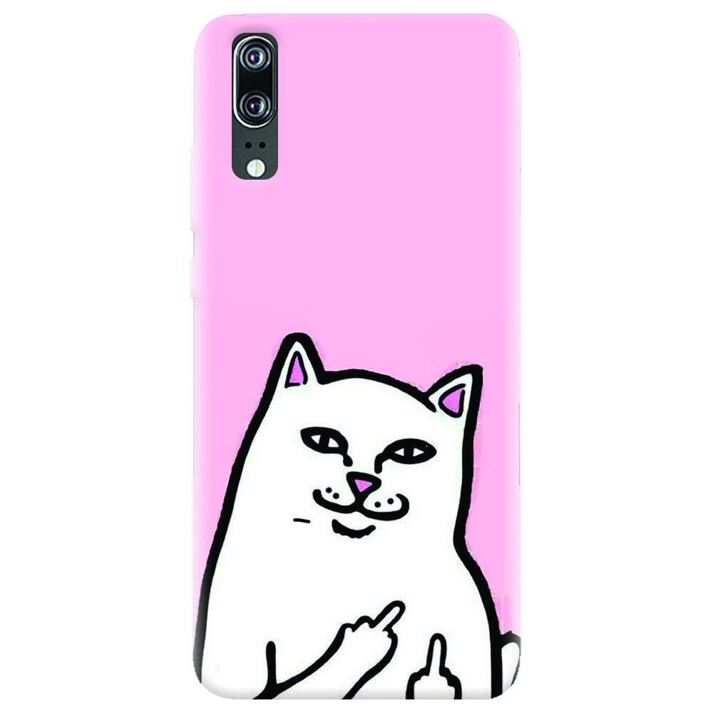 Husa silicon pentru Huawei P20, White Cat