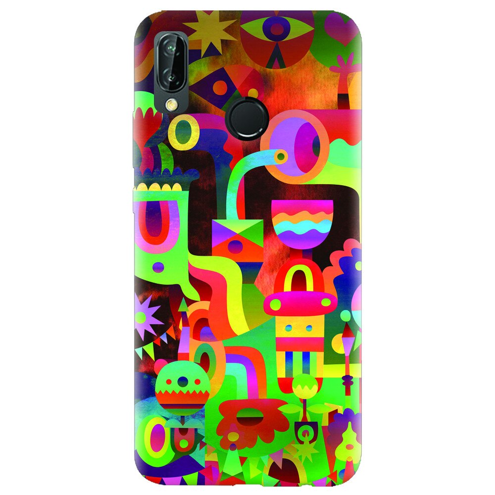 Husa silicon pentru Huawei P20 Lite, Abstract Colorful Shapes