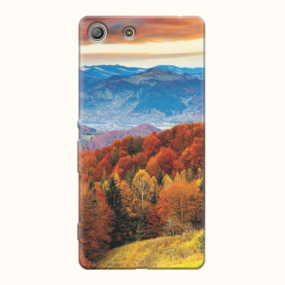 Husa silicon pentru Sony Xperia M5, Autumn Mountain Fall Rusty Forest Colours