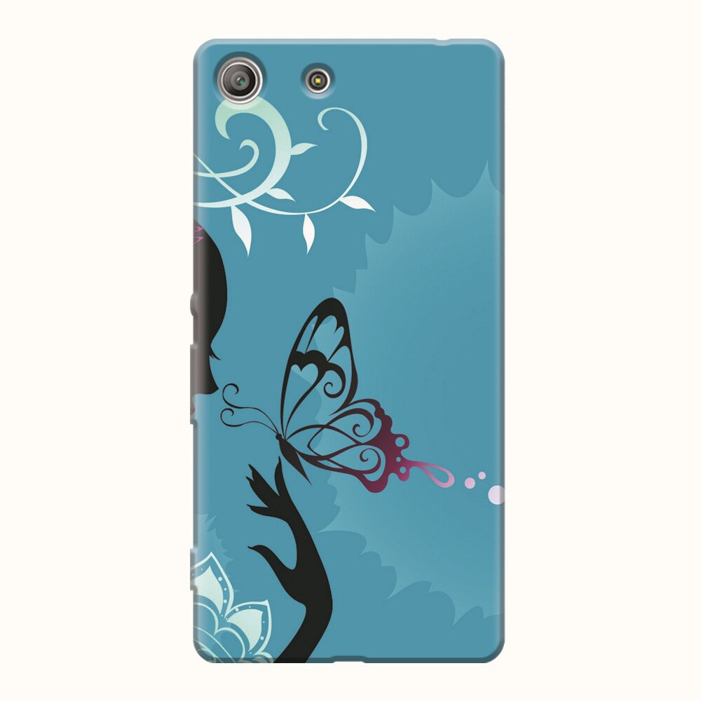 Husa silicon pentru Sony Xperia M5, Blue Butterfly