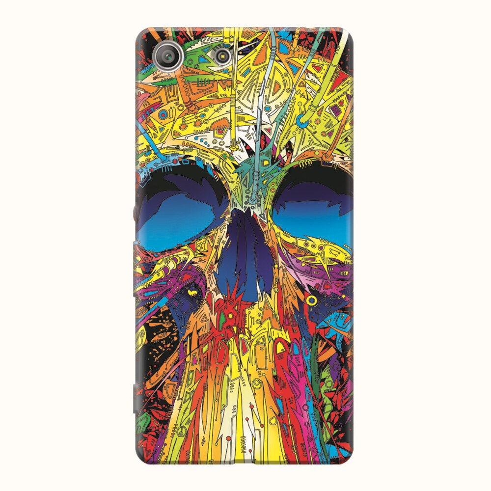 Husa silicon pentru Sony Xperia M5, Abstract Multicolored Skull