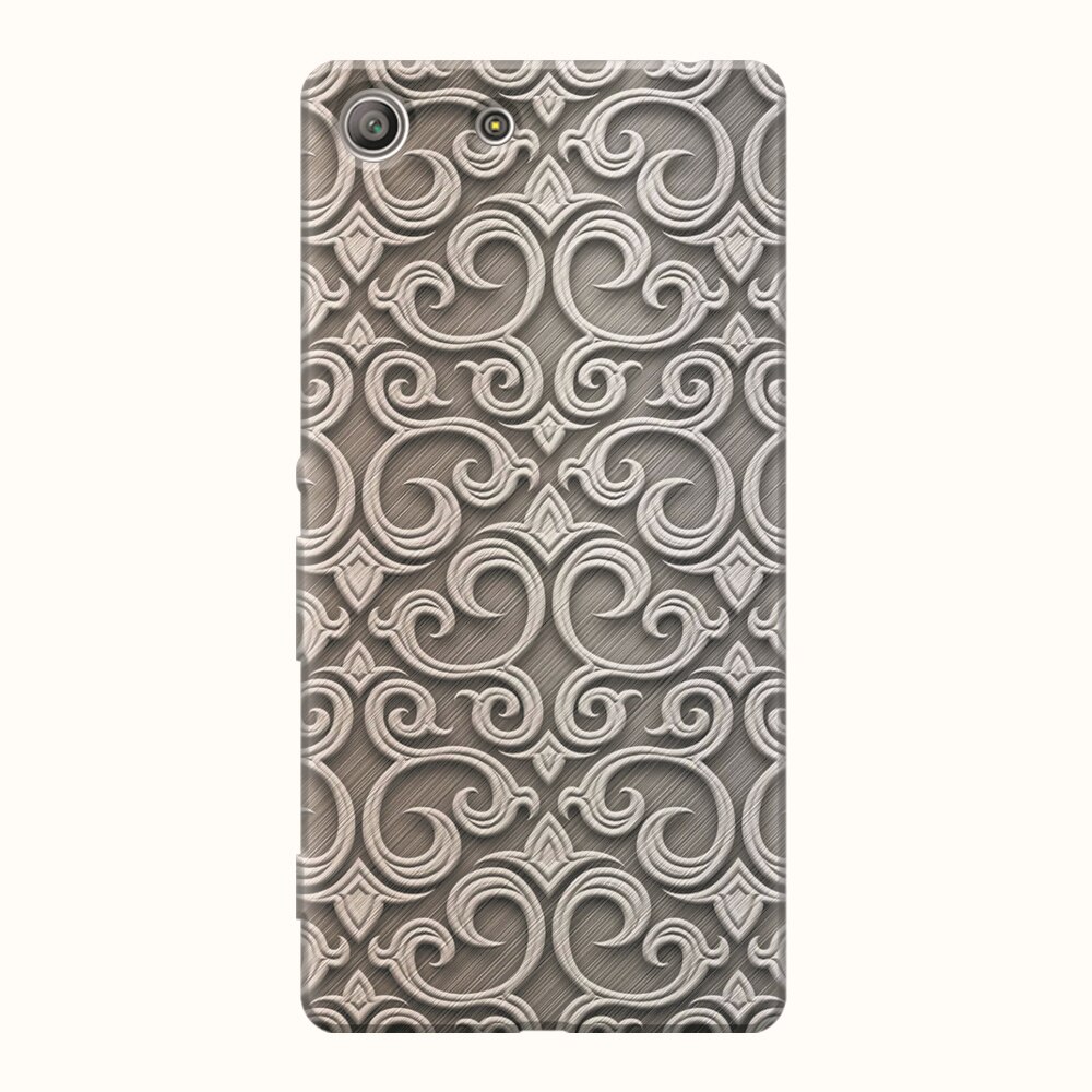 Husa silicon pentru Sony Xperia M5, Baroque Silver Pattern