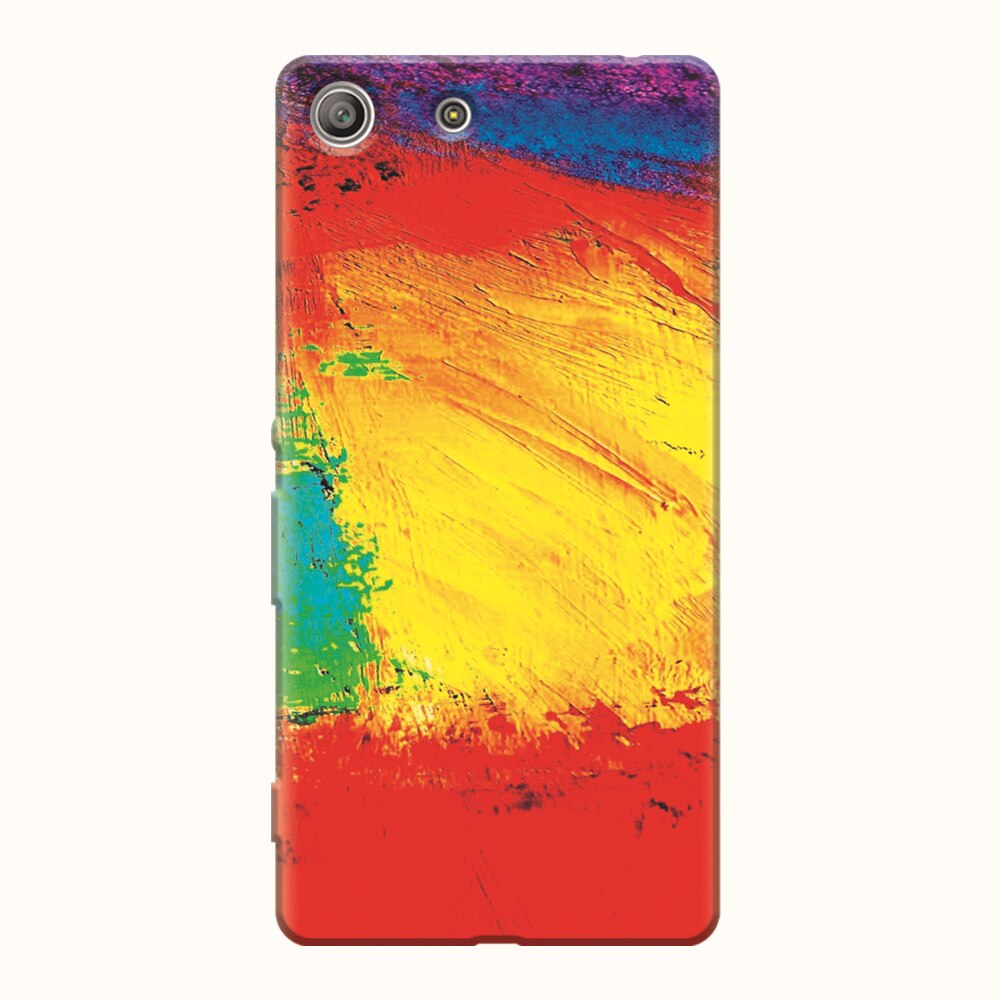 Husa silicon pentru Sony Xperia M5, Colorful Dry Paint Strokes Texture