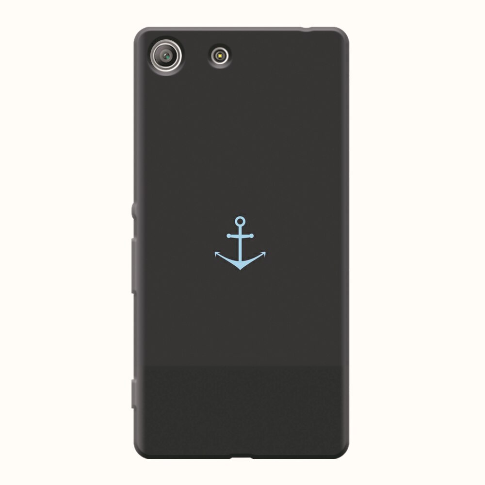 Husa silicon pentru Sony Xperia M5, Blue Navy Anchor Illustration Flat