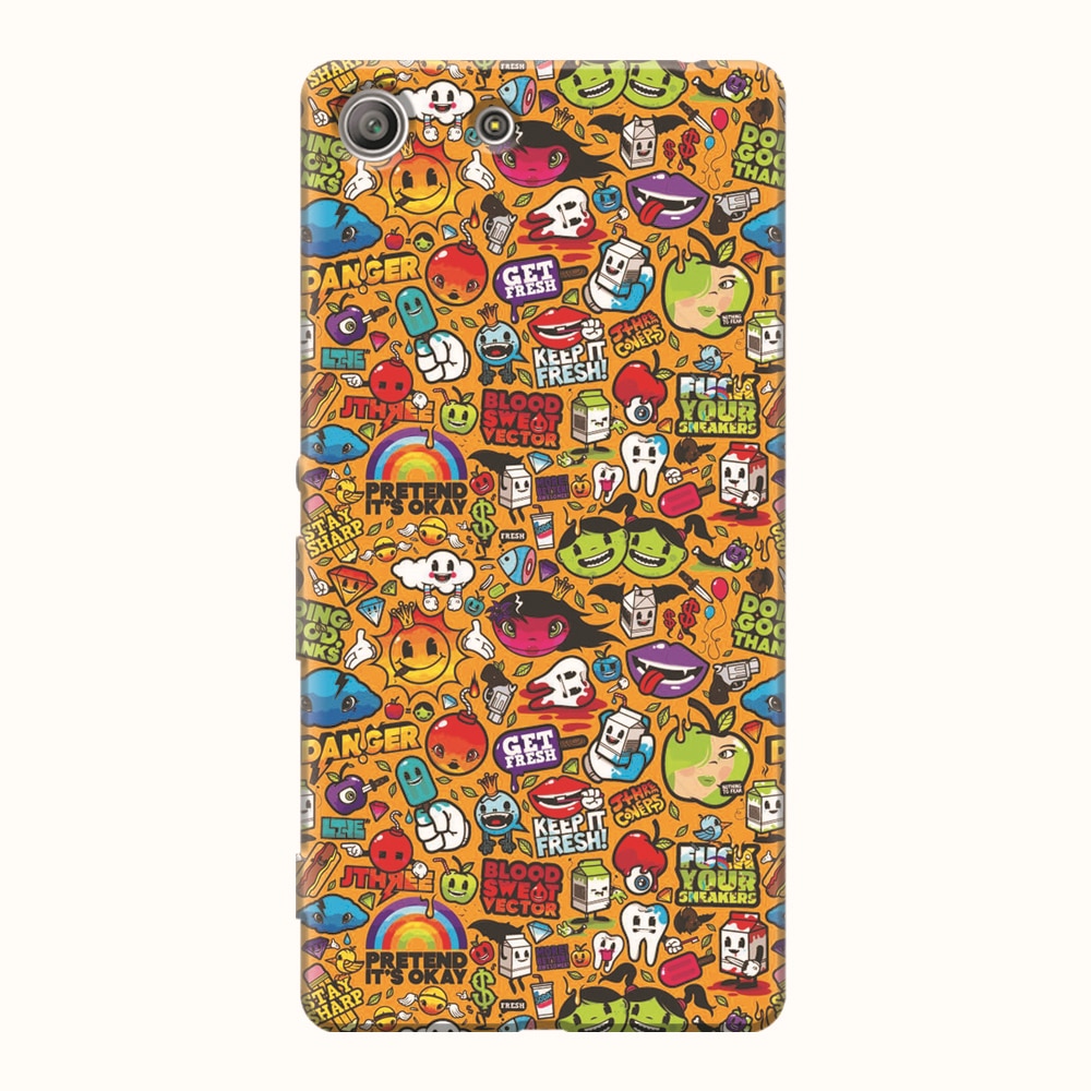 Husa silicon pentru Sony Xperia M5, Colorful Sticker Illustrations