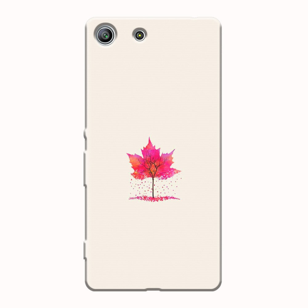 Husa silicon pentru Sony Xperia M5, Autumn Tree Leaf Shape Illustration