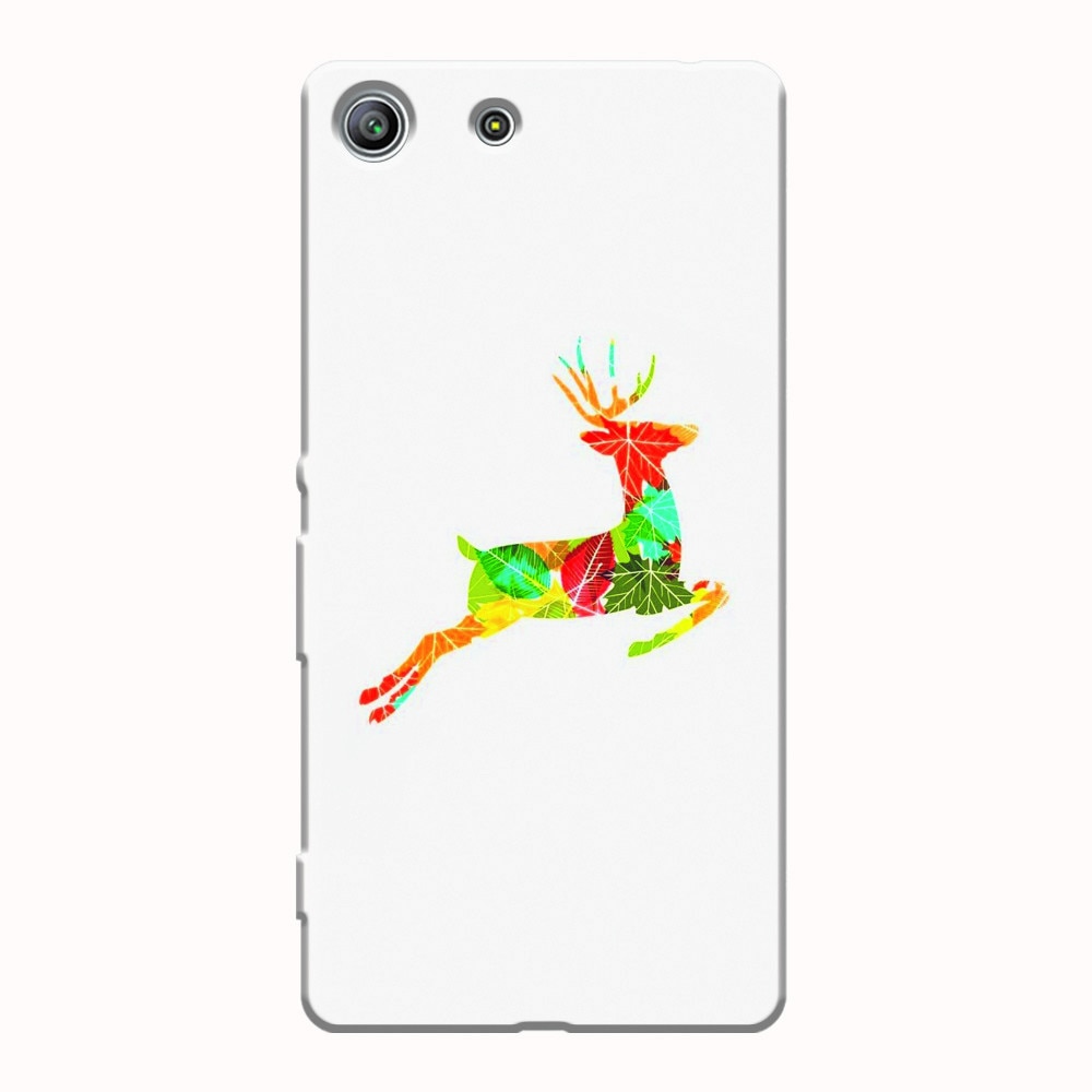 Husa silicon pentru Sony Xperia M5, Colorful Reindeer Jump Illustration