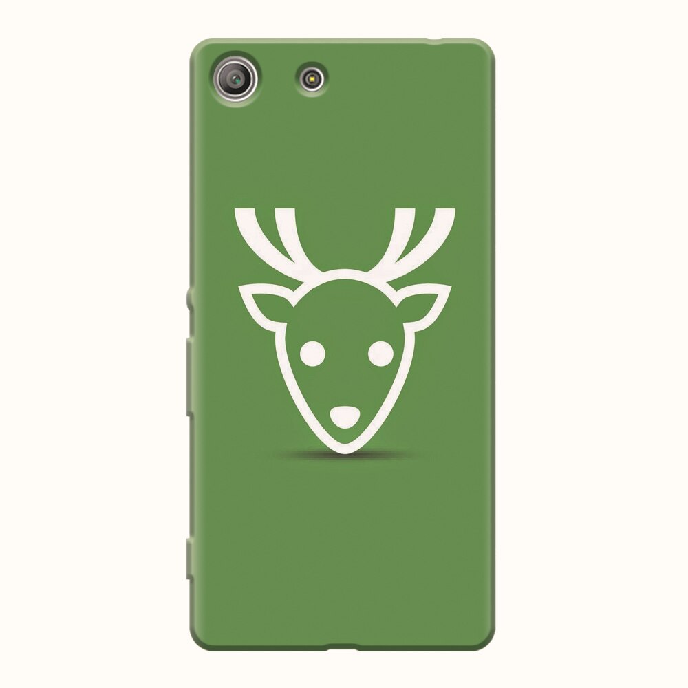 Husa silicon pentru Sony Xperia M5, Minimal Reindeer Illustration Green
