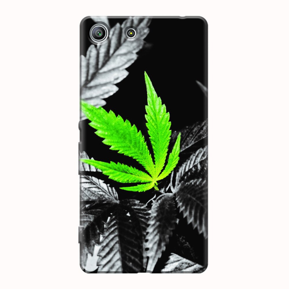 Husa silicon pentru Sony Xperia M5, Trippy Pot Leaf Green