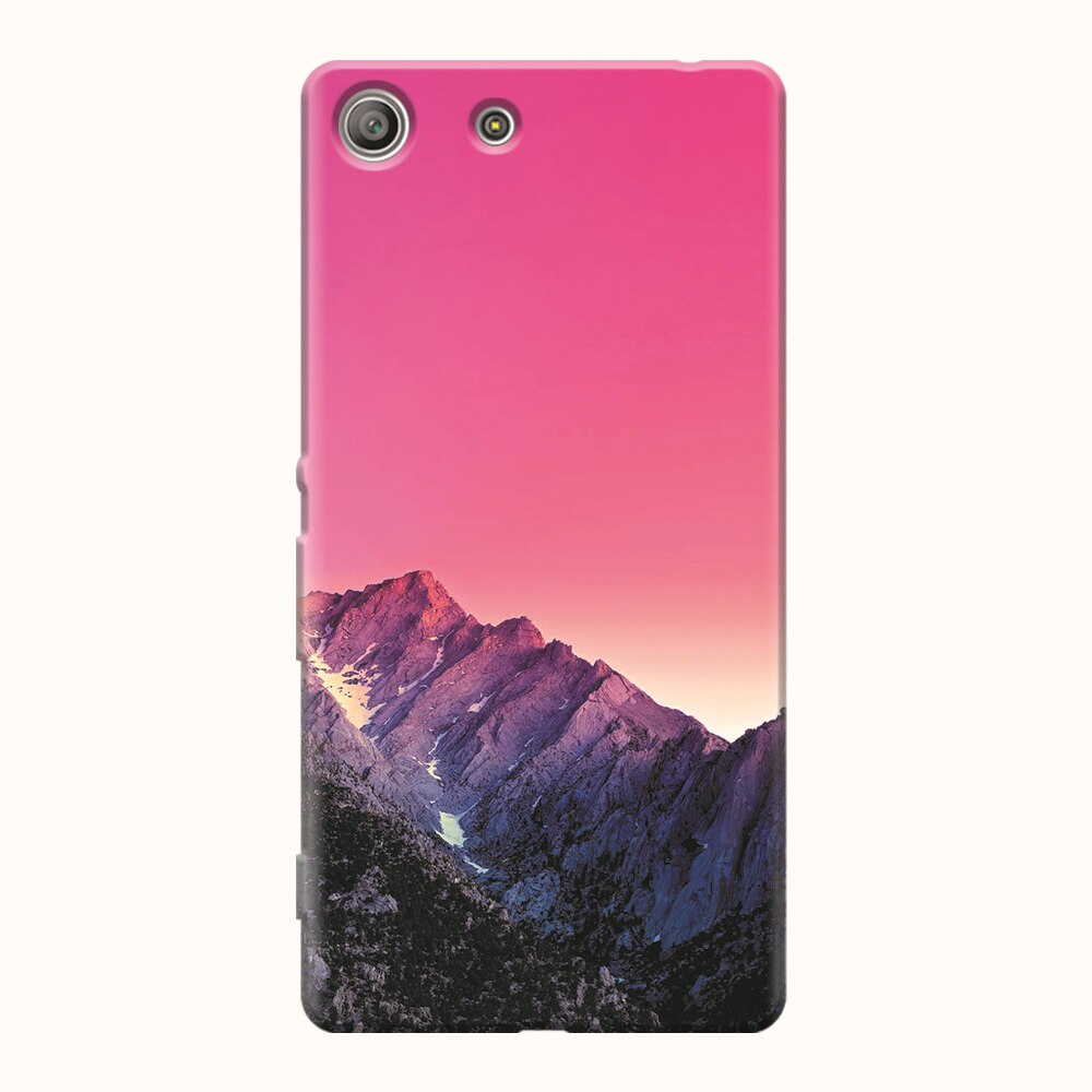 Husa silicon pentru Sony Xperia M5, Mountain Peak Pink Gradient Effect