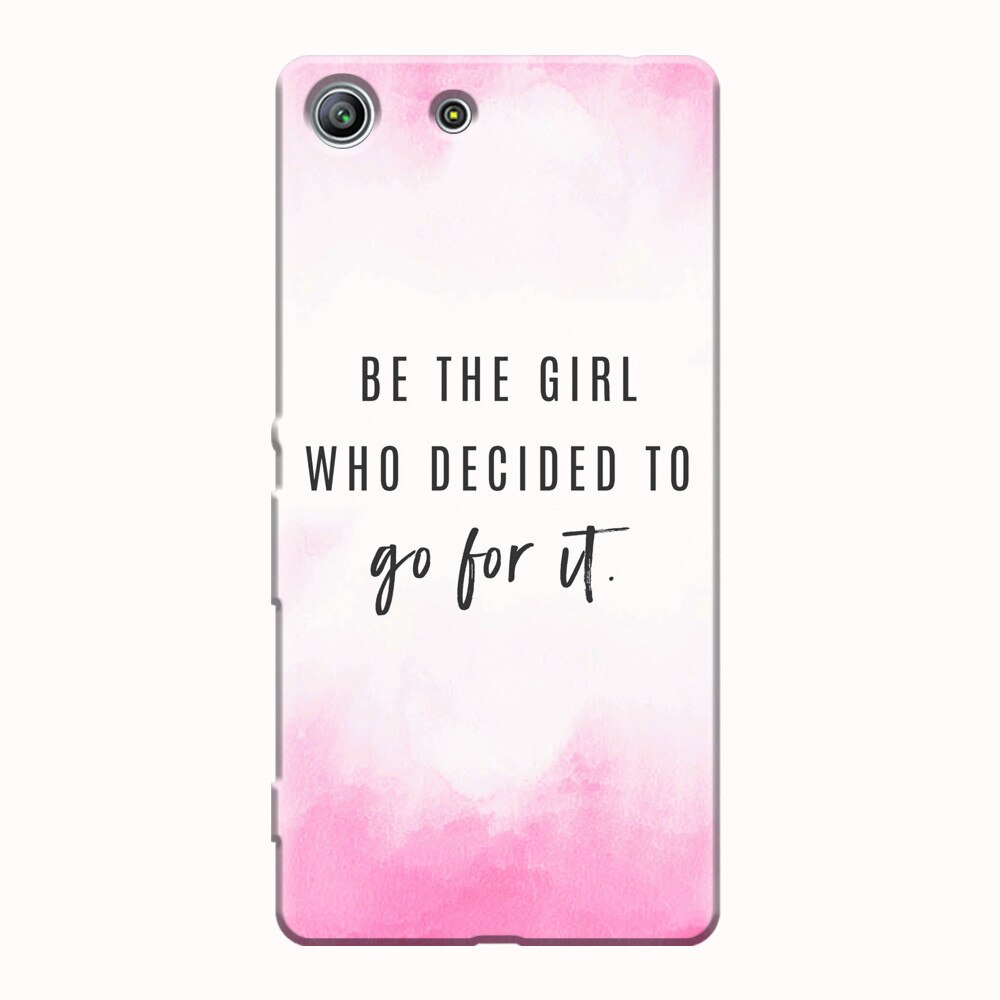 Husa silicon pentru Sony Xperia M5, Quotes Pink