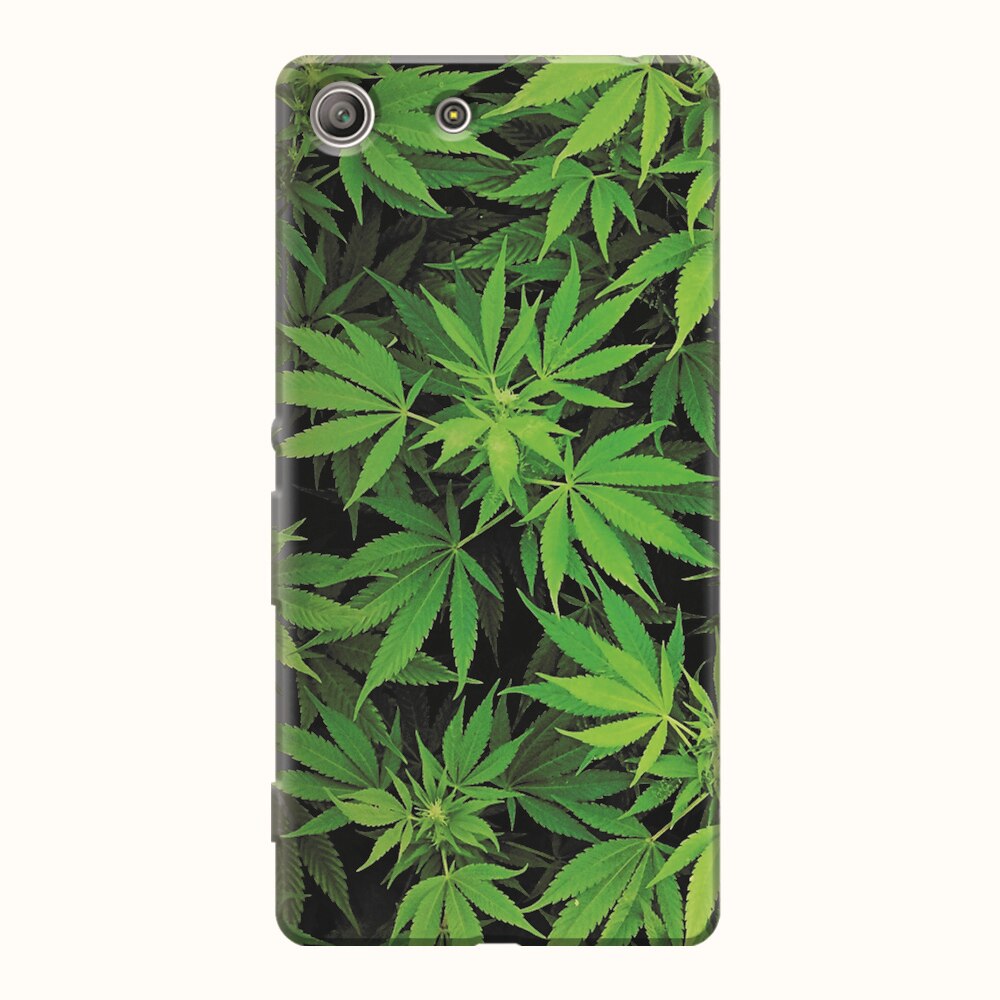 Husa silicon pentru Sony Xperia M5, Green Leaf Pattern